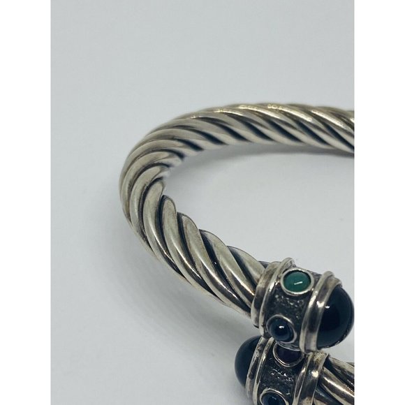 GSJ BLACK ONYX Color Stones Sterling Silver 925 Renaissance STYLE 28.9 Grams 7MM - Picture 8 of 8